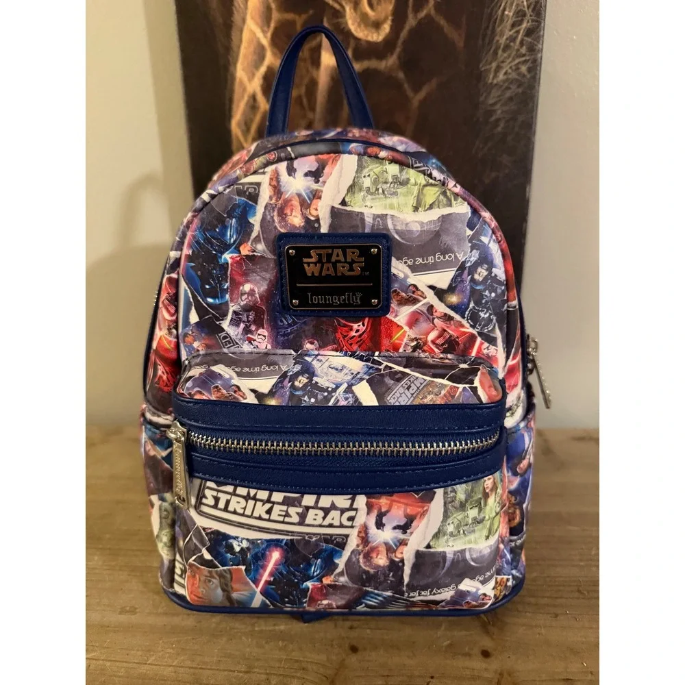 Loungefly Star Wars Original Trilogy Movie Poster Collage Mini Backpack‎ Blue